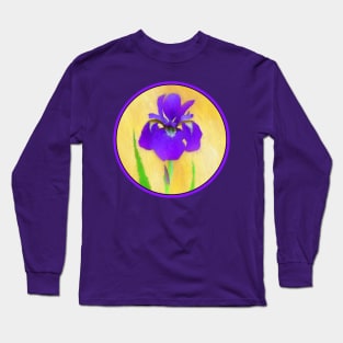 Purple Bearded Iris Painting - Cute Original Flower Art Long Sleeve T-Shirt